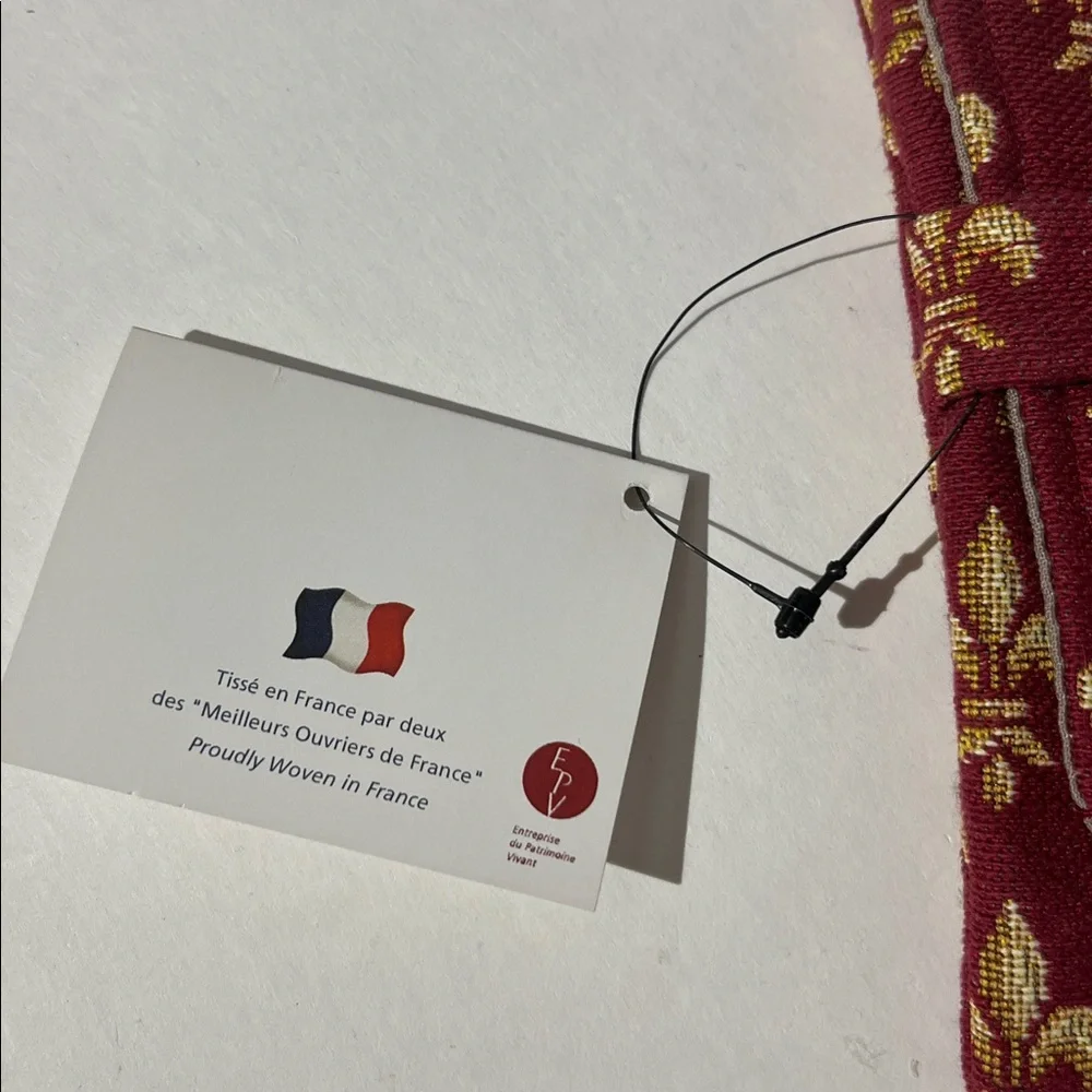 Jules Pansu Made in France Fleur De Lis Paris Cotton Pouch Red Gold NEW!